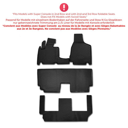 2008-2020 Dodge Grand Caravan Floor Mats Liners Full Set All Weather Black