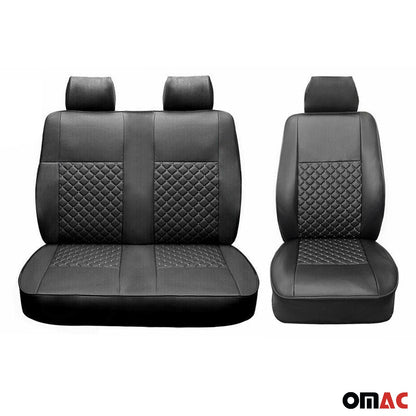 OMAC Leather Front Car Seat Covers Protector for Ford Transit 2015-2024 Black 2626321SS1-SET