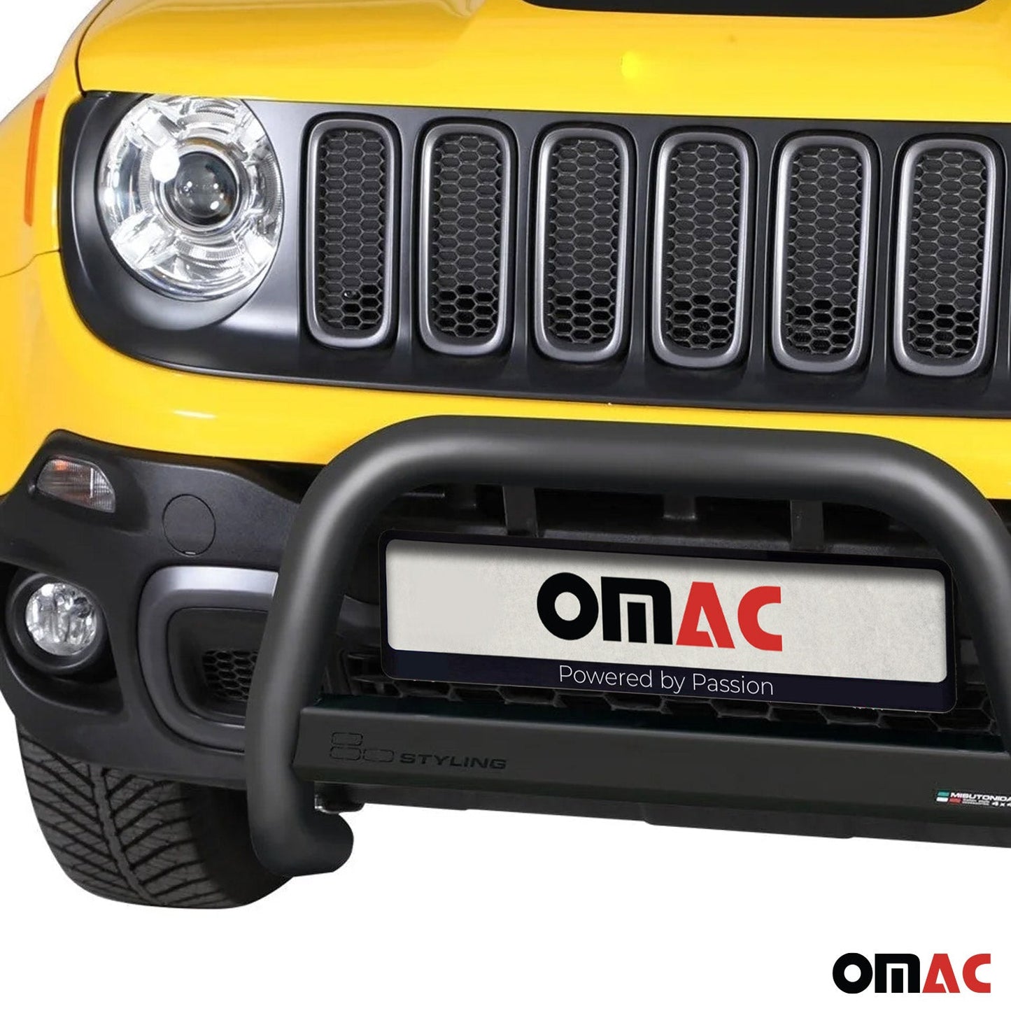 OMAC Bull Bar Push Front Bumper Grille for Jeep Renegade Trailhawk 2015-2018 Black 1708MSBB087TB