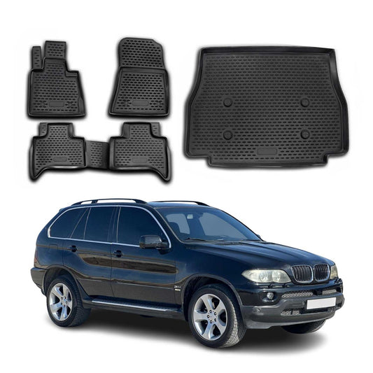 2000-2006 BMW X5 E53 Floor Mats & Cargo Liner Full Set All Weather Black