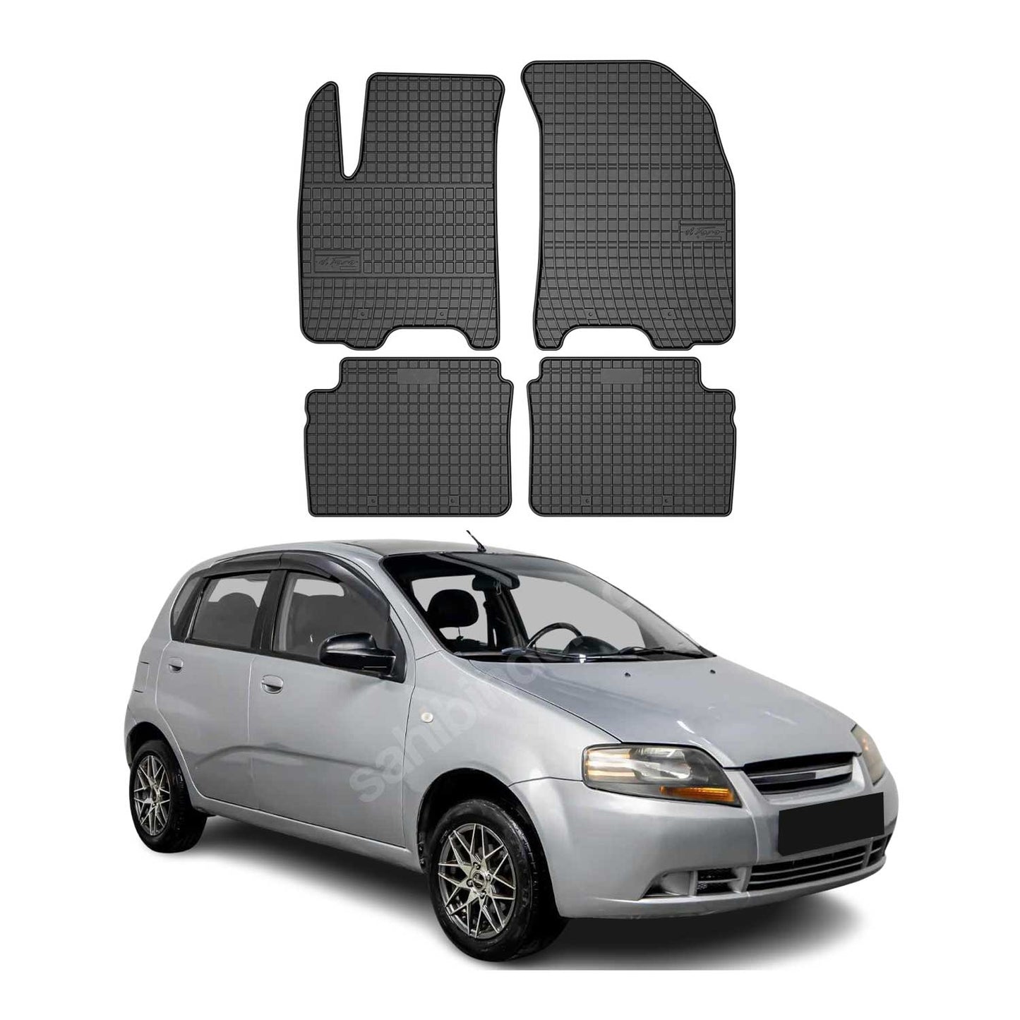 2004-2011 Chevrolet Aveo Hatchback Floor Mats Liners Full Set All Weather Rubber Black