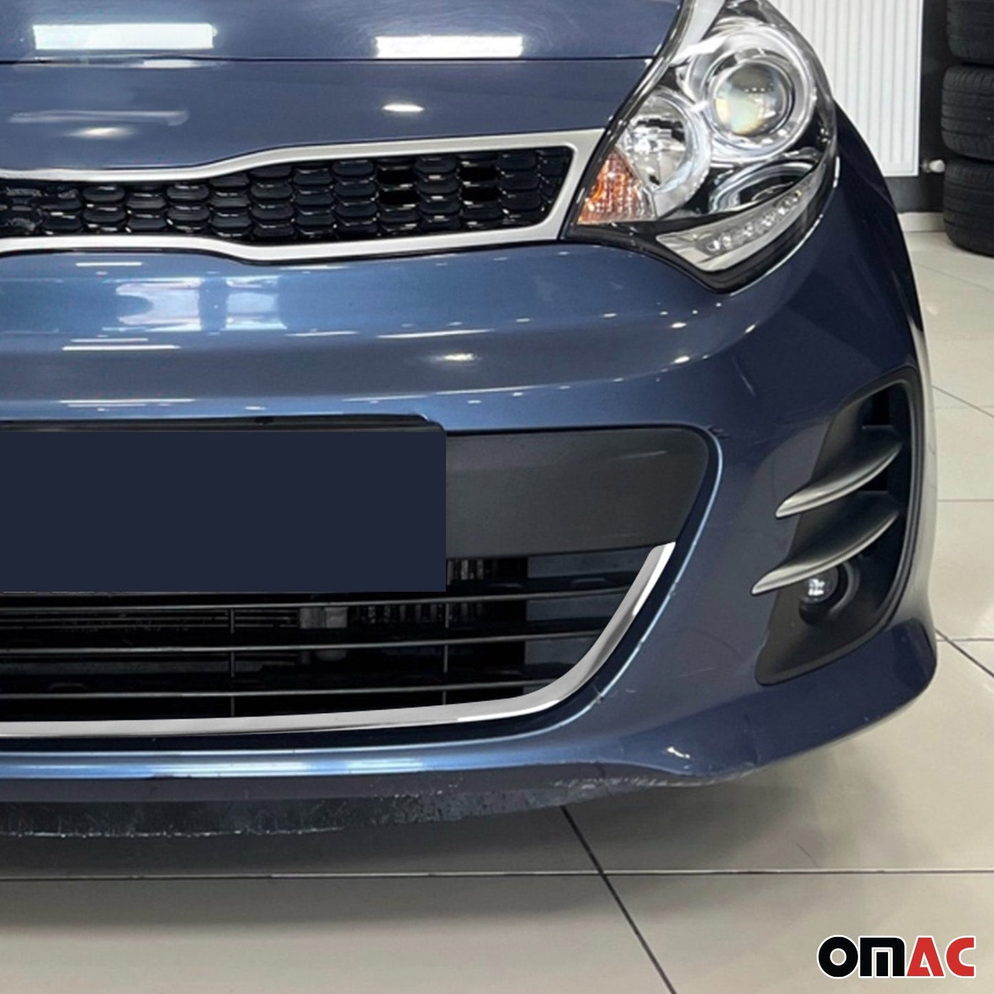 2012-2017 Kia Rio Hatchback Front Bumper Grill Trim Molding Stainless Steel Silver 1Pc