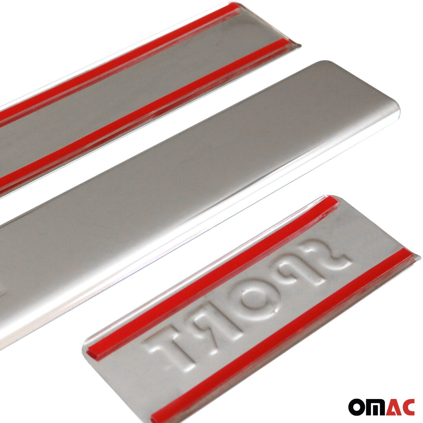 OMAC Universal Chrome Door Sill Cover Scuff Protector Plate Trim Sport 4 Pcs 2618091S