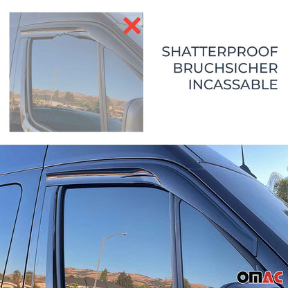 OMAC Window Visor Vent Rain Deflector for Mercedes Sprinter W906 2010-2018 Smoke 2x 4724201