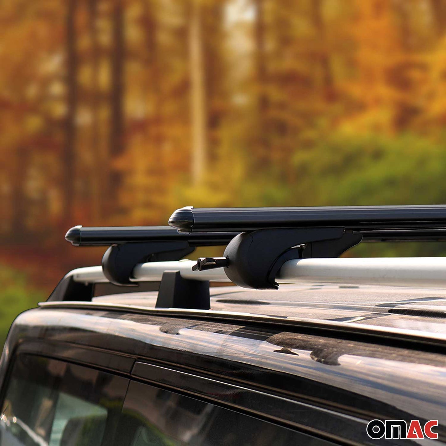 OMAC Lockable Roof Rack Cross Bars Luggage Carrier for Cadillac SRX 2004-2016 Black 21029696929MB
