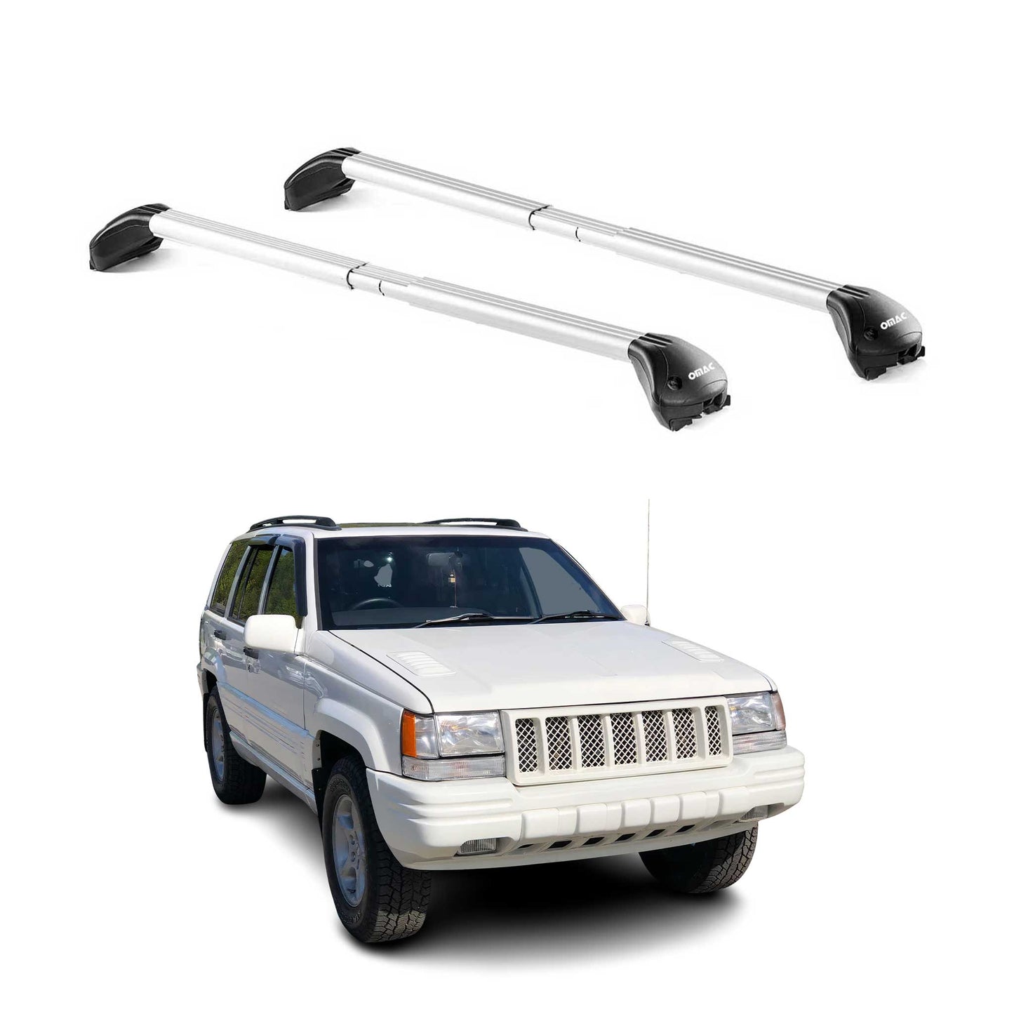 1993-2010 Jeep Grand Cherokee Roof Rack Cross Bars Silver