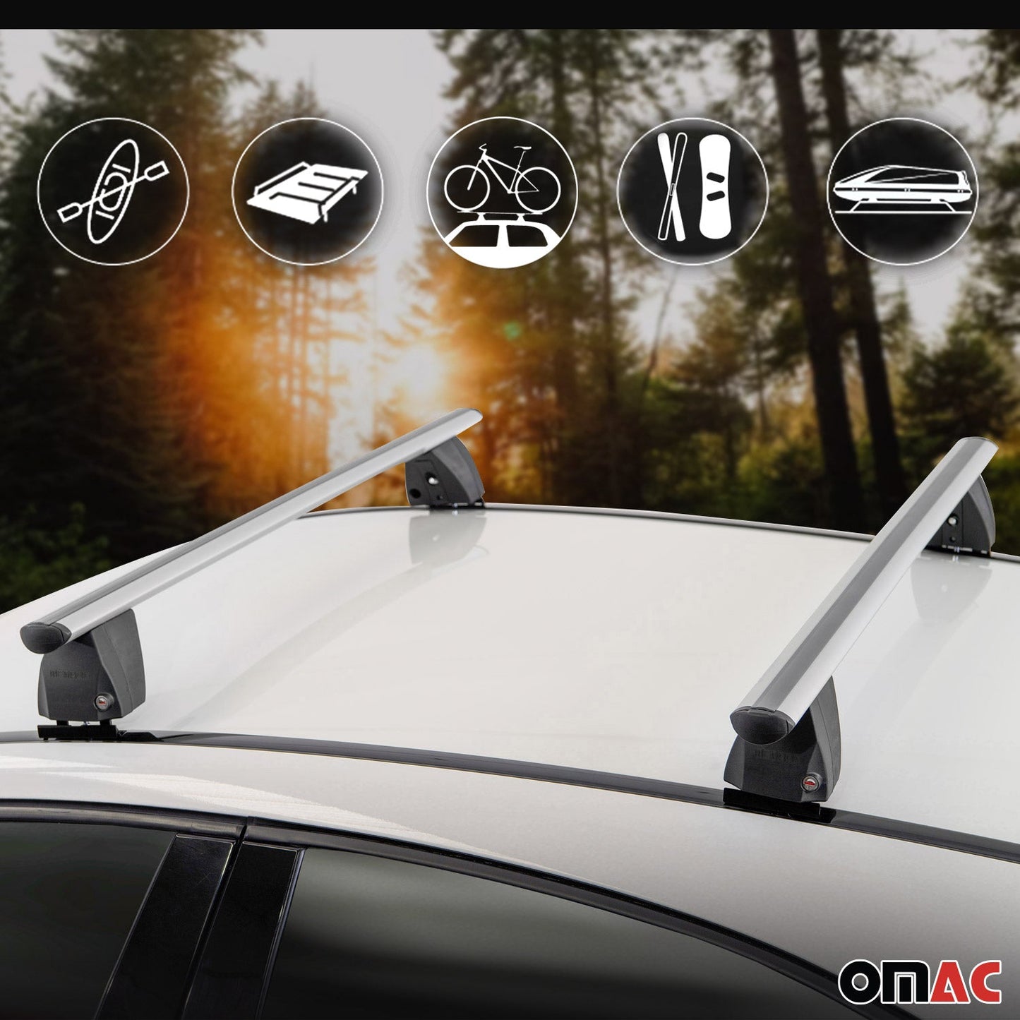 OMAC Fix Point Roof Racks for Mercedes GLC Class Coupe C253 2016-2019 Alu Gray U019157