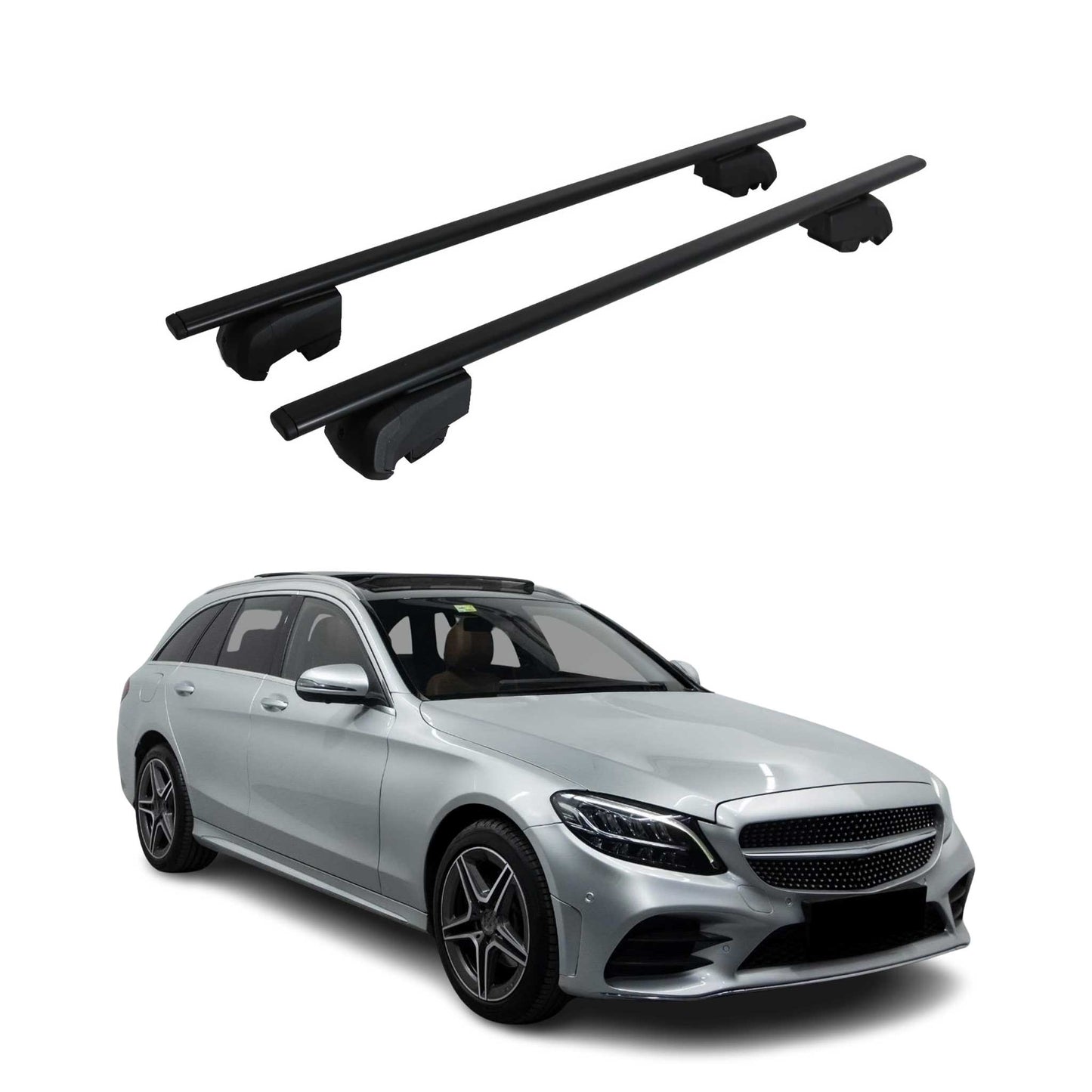 2015-2021 Mercedes C Class S205 Wagon Roof Rack Cross Bars Black