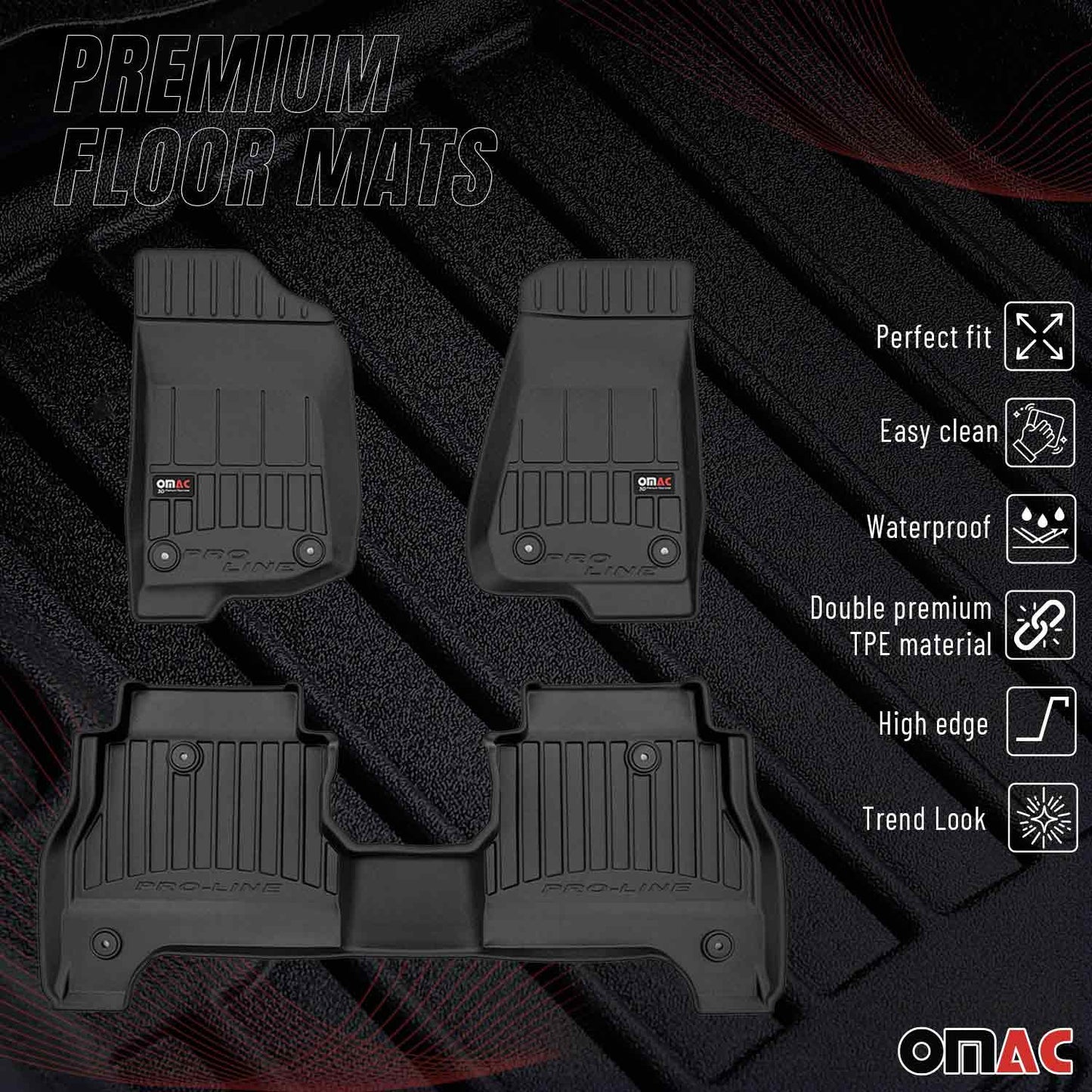 2020-2025 Jeep Gladiator Premium Floor Mats Liners Full Set All Weather Heavy Duty
