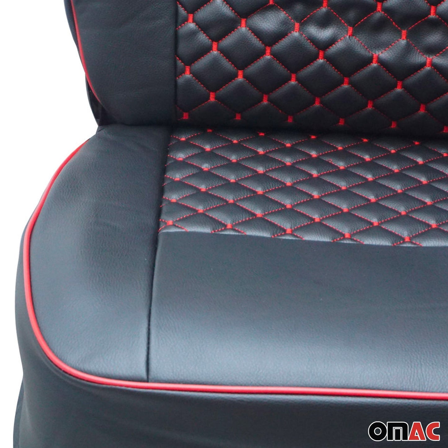 OMAC Leather Front Car Seat Covers Protector for Ford Transit 2015-2024 Black Red 2626321SK1-SET