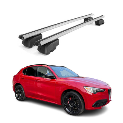 2017-2025 Alfa Romeo Stelvio Roof Rack Cross Bars Black Luggage Carrier 2 Pcs