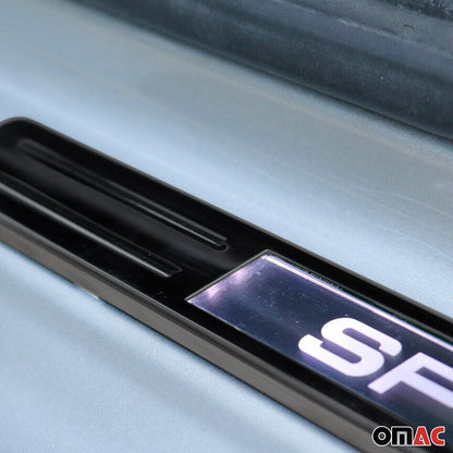 OMAC Dark Chrome Illuminated Sport Door Sill Protector Scuff Plate S. Steel 4 Pcs 9696090LSB4