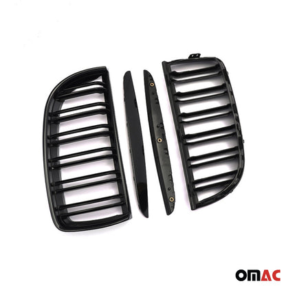 OMAC For BMW E90 E91 2005-2008 Front Kidney Grille M3 Style Gloss Black Dual Slat 1203P081MPB