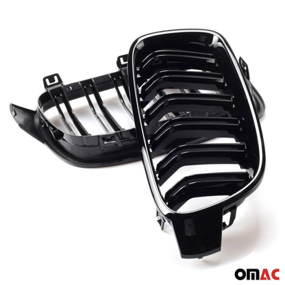 OMAC For BMW F30 F31 2012-2019 Front Kidney Grille M3 Style Gloss Black Dual Slat 1204P081MPB