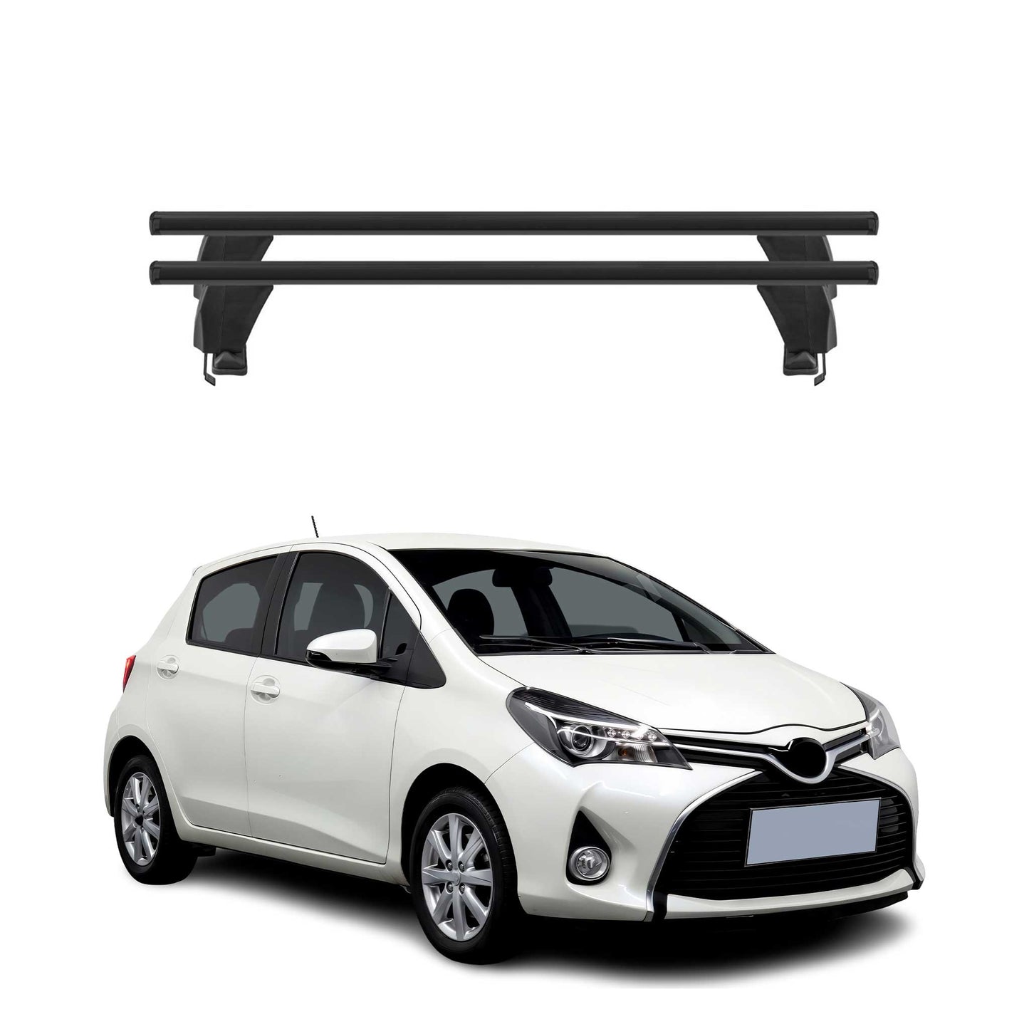 2013-2020 Toyota Yaris XP130 Smooth Roof Racks Cross Bars Carrier Black Alu