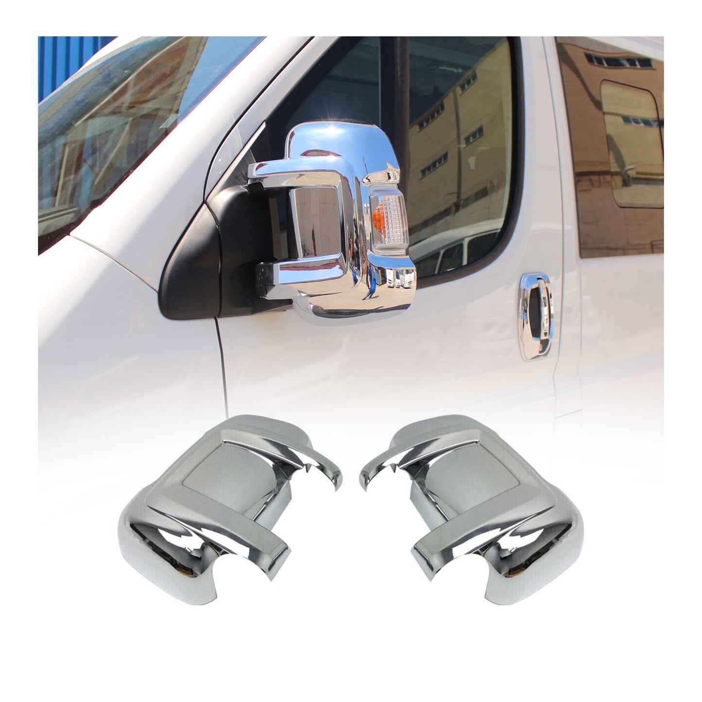 2014-2025 RAM ProMaster Side Mirror Cover Caps ABS Chrome Silver 2Pcs
