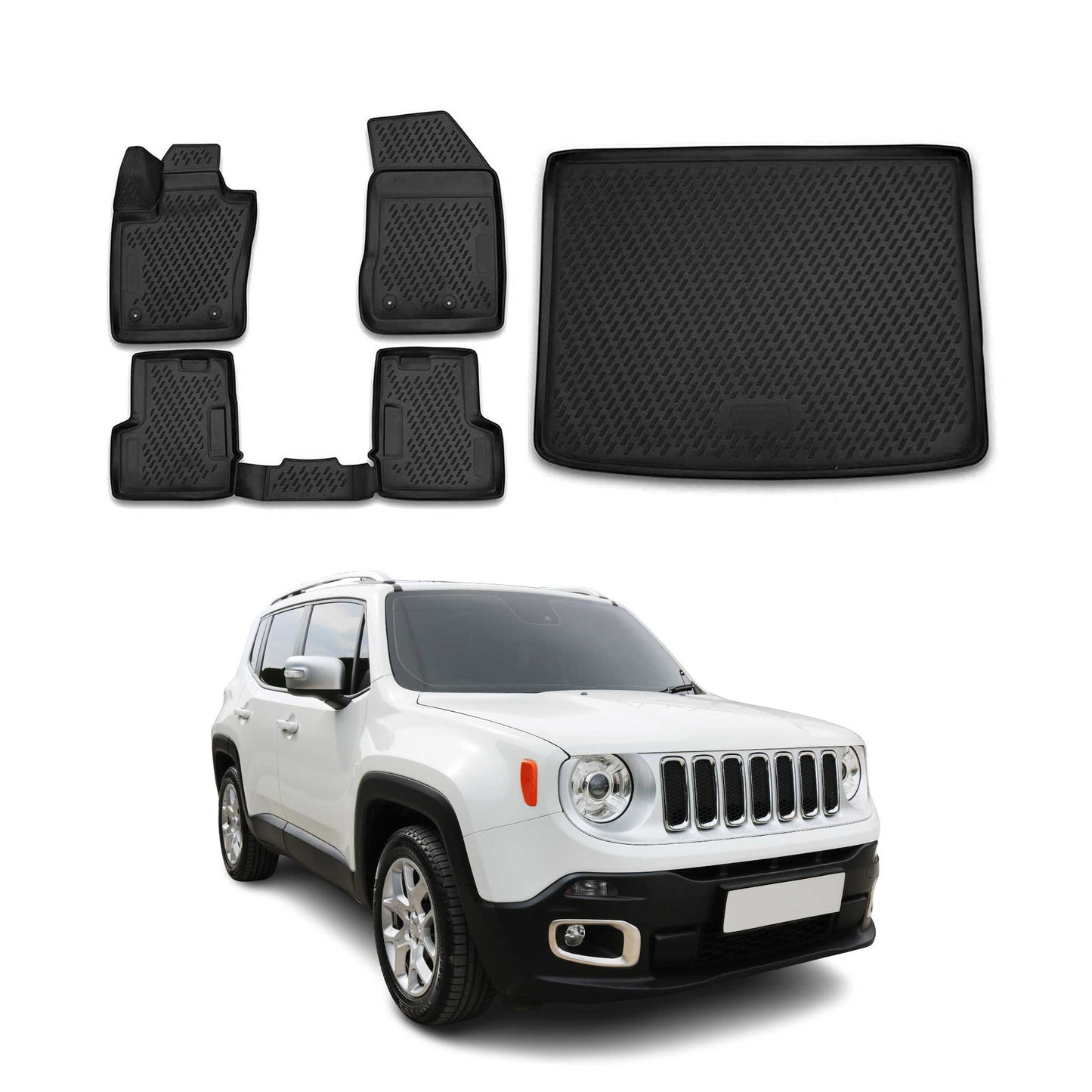 2015-2023 Jeep Renegade Floor Mats & Cargo Liner Full Set All Weather Black