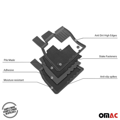OMAC OMAC Floor Mats Liners fits Toyota RAV4 2019-2024 Black TPE All-Weather 4Pcs 7035IM444