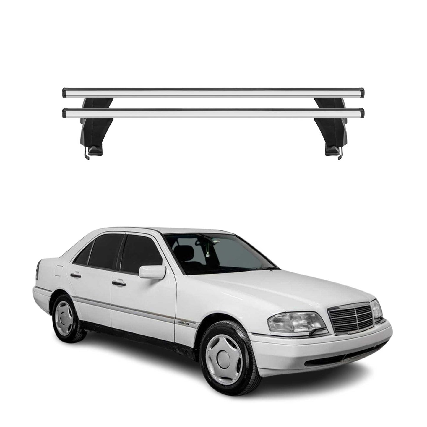 1995-2000 Mercedes C Class W202 Roof Rack Cross Bars Silver