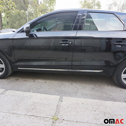 2013-2018 Mercedes A Class W176 Side Door Molding Trim Skirt Garnish Stainless Steel Silver 4 Pcs