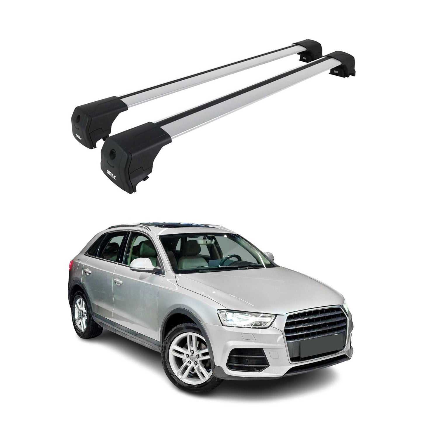 2013-2018 Audi Q3 Q3 Quattro Roof Rack Cross Bars Silver