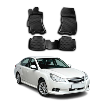 2010-2014 Subaru Legacy Sedan Floor Mats Liners Full Set All Weather Black