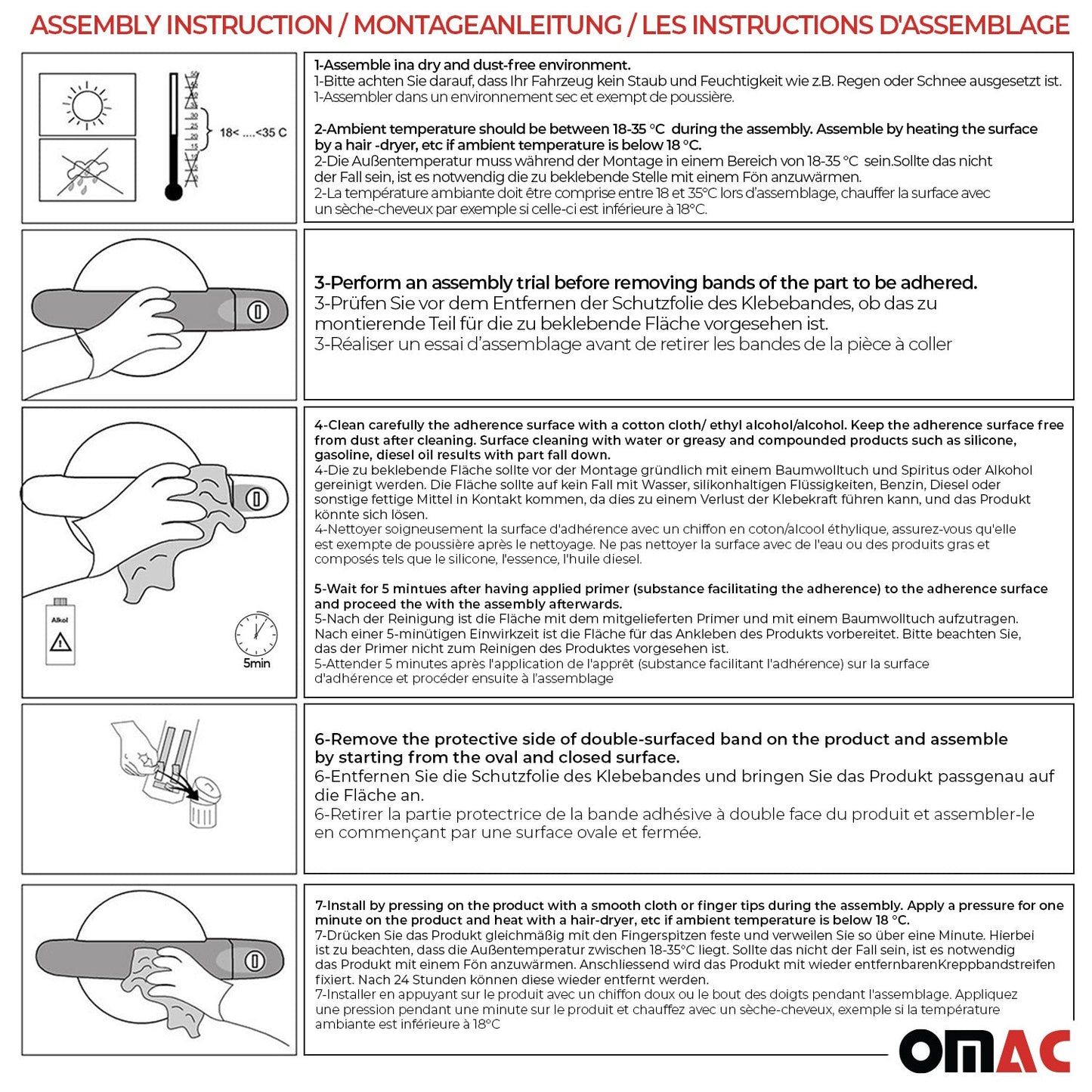 OMAC Car Door Handle Cover Protector for RAM ProMaster City 2015-2022 S. Steel 4x U005873