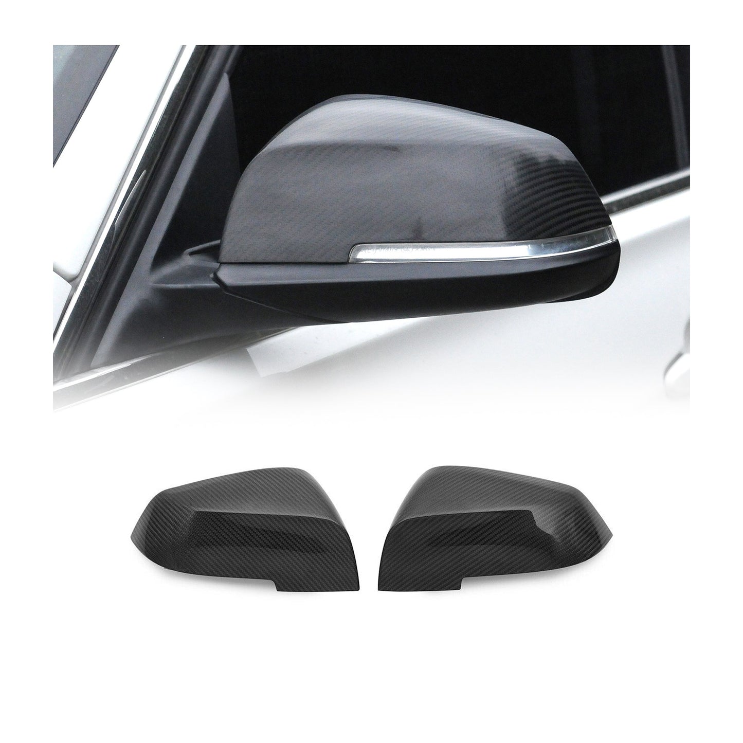 2014-2021 BMW i3 Side Mirror Cover Caps Carbon Fiber Black 2Pcs