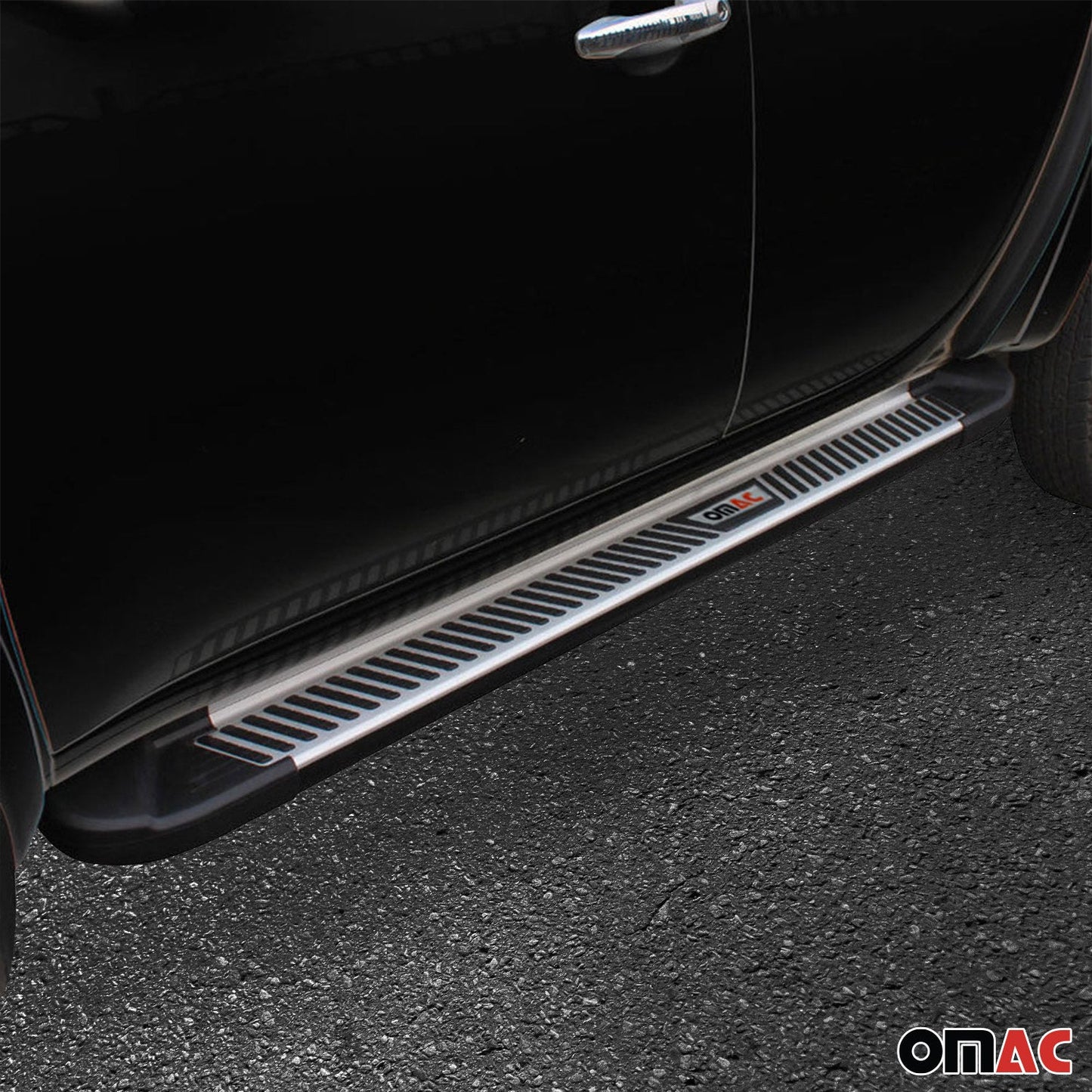 OMAC Side Step Nerf Bars Running Boards for Jeep Renegade 2015-2018 Black Silver 2Pcs 1708985