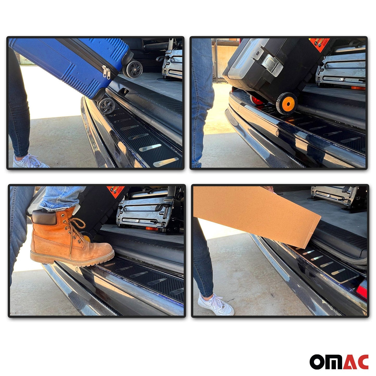 OMAC Carbon Wrap Rear Bumper Guard Fits BMW X4 F26 2015-2018 Trunk Sill Protector 1224095CF