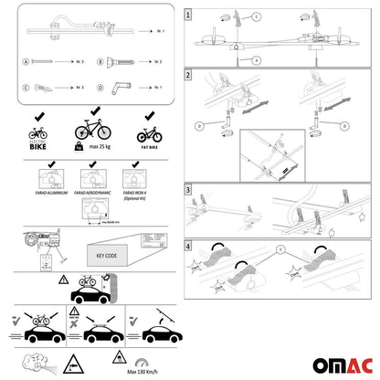 OMAC PESIO Bike Rack Carrier Bicycle Rack Cycling Car Truck SUV 9690FR732