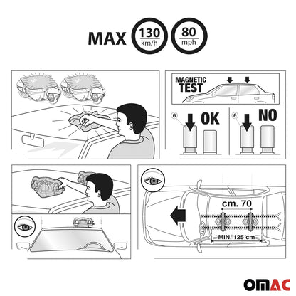 Magnetic Ski Carrier Snowboard Racks Roof Mount Car Black 2 Pcs