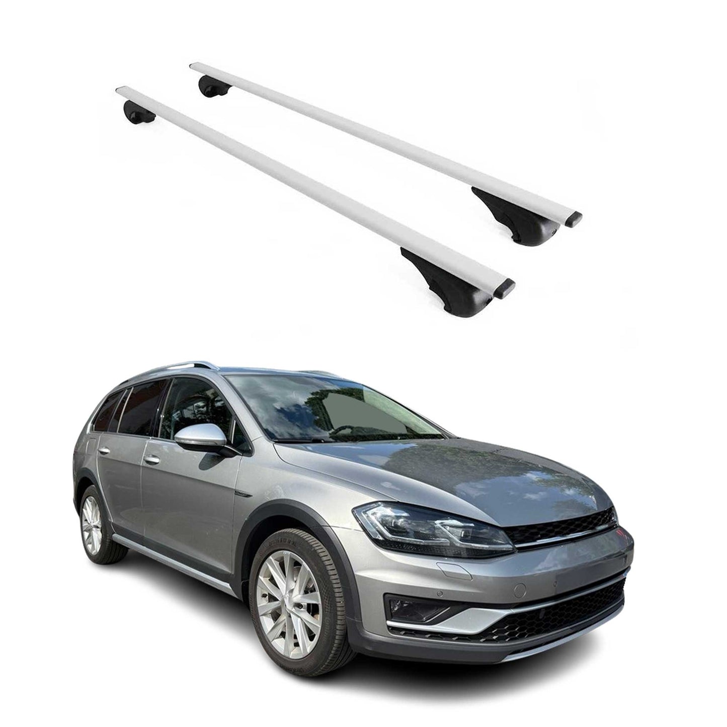 2015-2019 VW Golf SportWagen Mk7 Roof Rack Cross Bars Silver