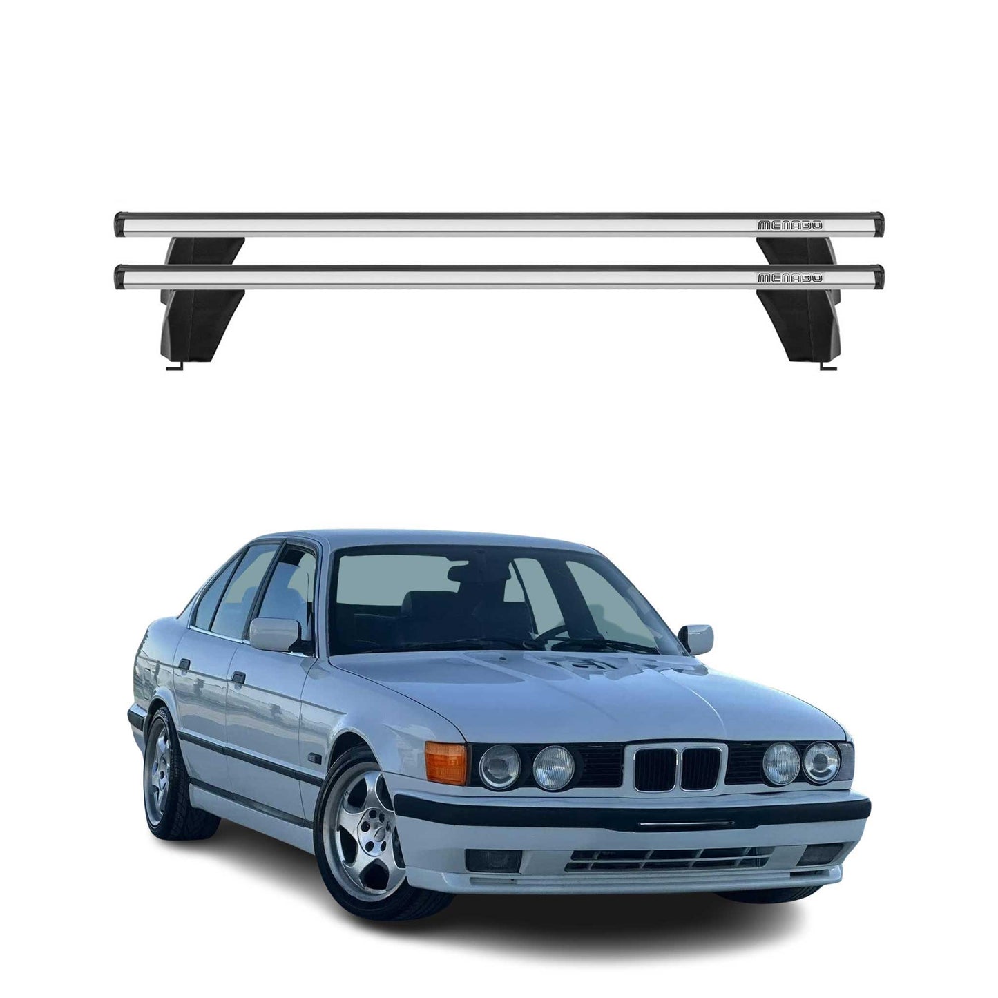 1997-2003 BMW 5 Series E39 Sedan Roof Rack Cross Bars Silver