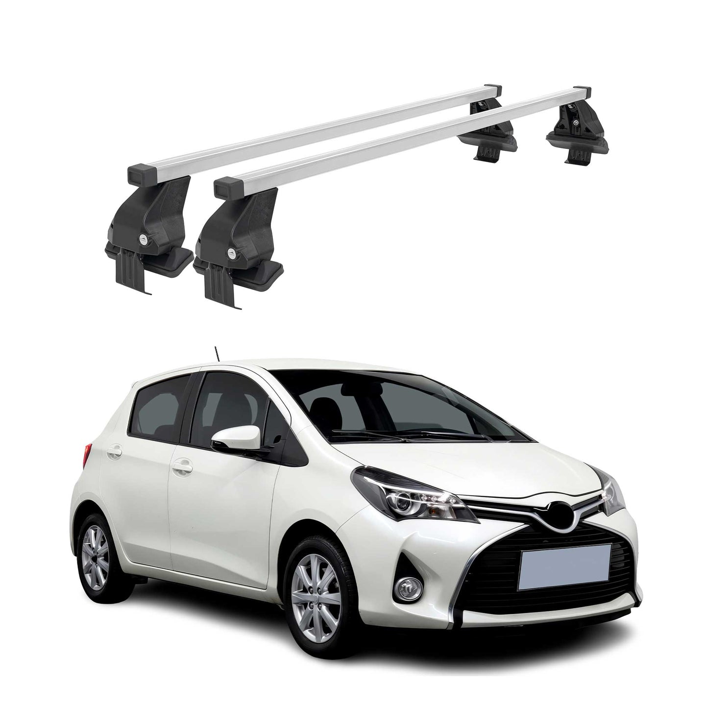 2013-2020 Toyota Yaris XP130 Smooth Roof Racks Cross Bars Carrier Silver 2x