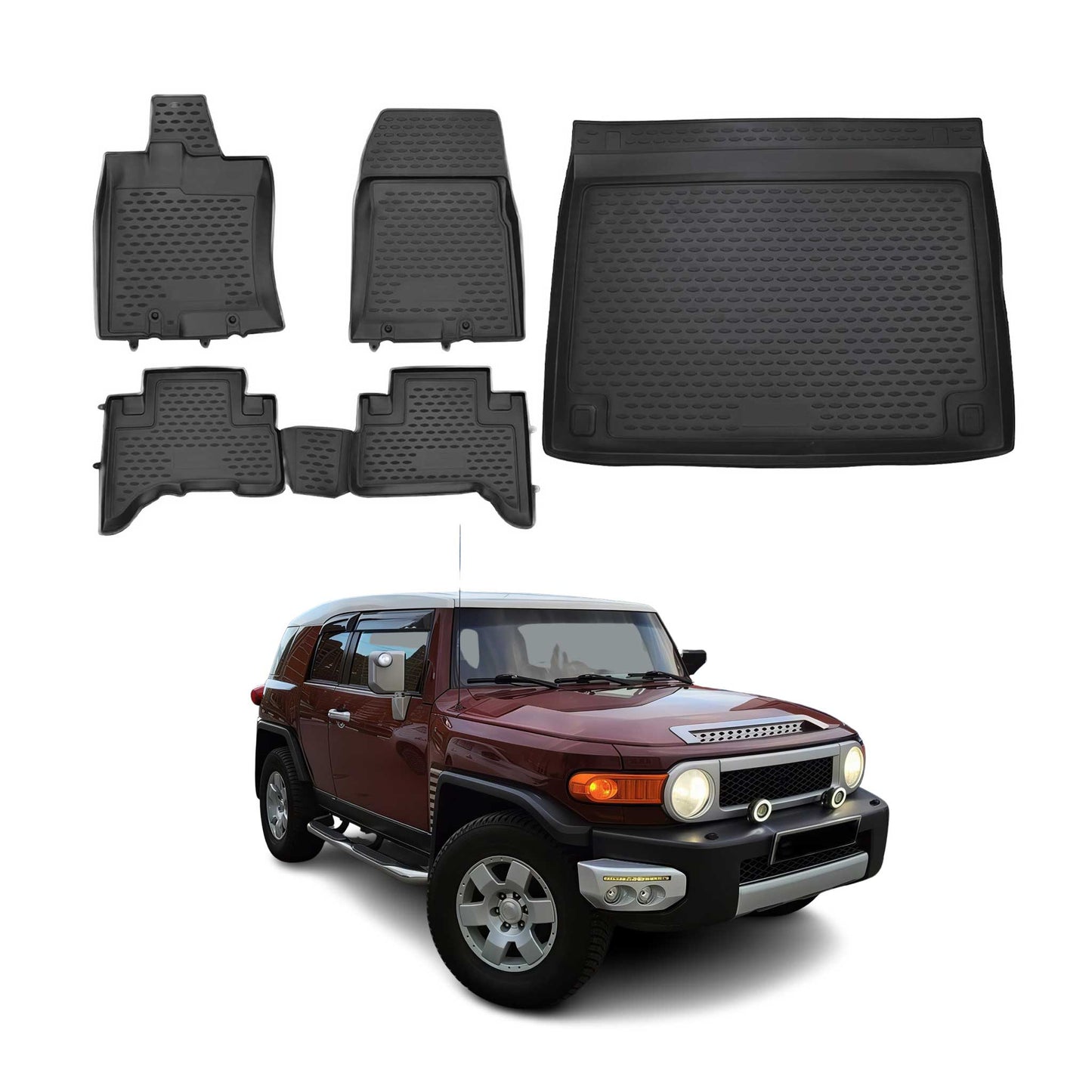 2007-2014 Toyota FJ Cruiser Floor Mats & Cargo Liner Full Set All Weather Black