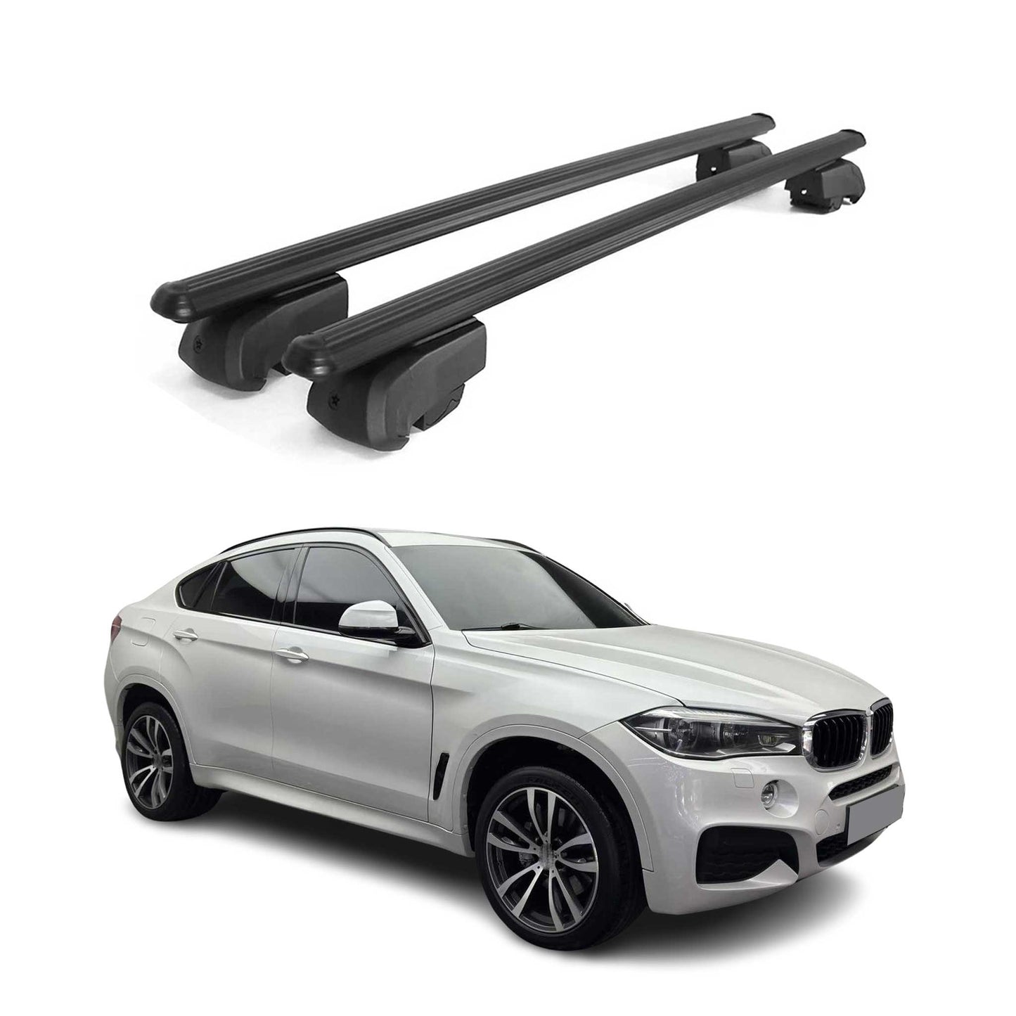 2015-2019 BMW X6 F16 F86 Roof Rack Cross Bars Black Luggage Carrier 2 Pcs