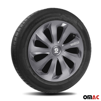 OMAC 16" Sparco Sicilia Wheel Covers Hubcaps Gray Carbon 4 Pcs 96SPC1674GRC