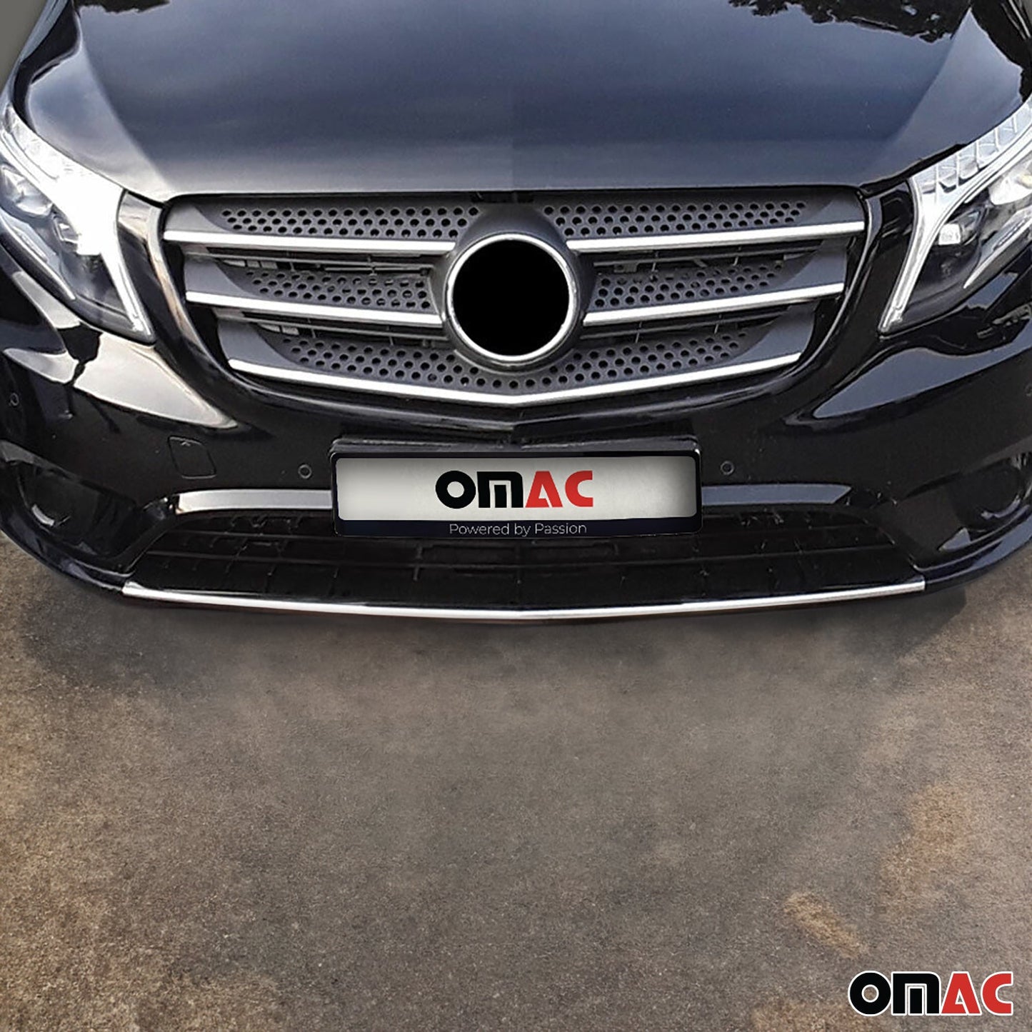 OMAC Fits Mercedes Metris 2016-2023 Chrome Front Bumper Lip Diffuser Streamer Steel 4733085