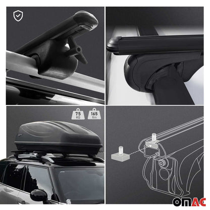 OMAC Lockable Roof Rack Cross Bars Carrier for Ford Focus Wagon 2000-2007 Black 26029696929MB