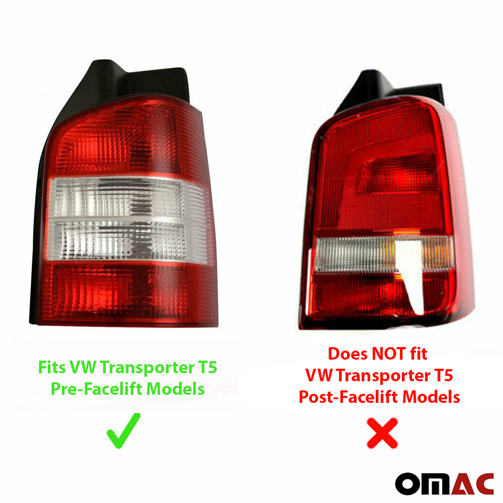 OMAC Trunk Tail Light Trim Frame for VW T5 Transporter 2003-2015 Steel Silver 2 Pcs 7522101