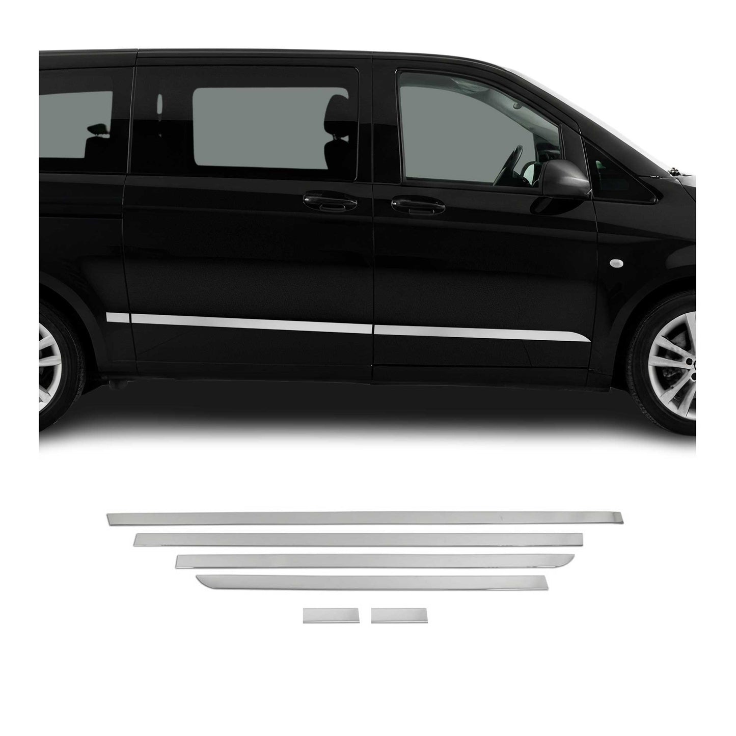 2016-2024 Mercedes Metris L3 Long Side Door Molding Trim Skirt Garnish Stainless Steel 6x