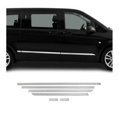 2016-2024 Mercedes Metris L3 Long Side Door Molding Trim Skirt Garnish Stainless Steel 6x