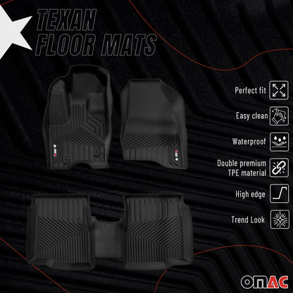 OMAC OMAC Premium Floor Mats Liner for Ford Explorer 2011-2015 Heavy Duty Black 3Pcs VRT2688464-12