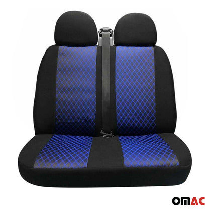 2016-2024 Mercedes Metris Front Car Seat Covers Protector Black & Blue 2+1