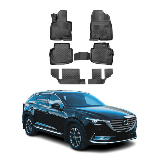 2016-2023 Mazda CX-9 Floor Mats Liners Full Set All Weather Black