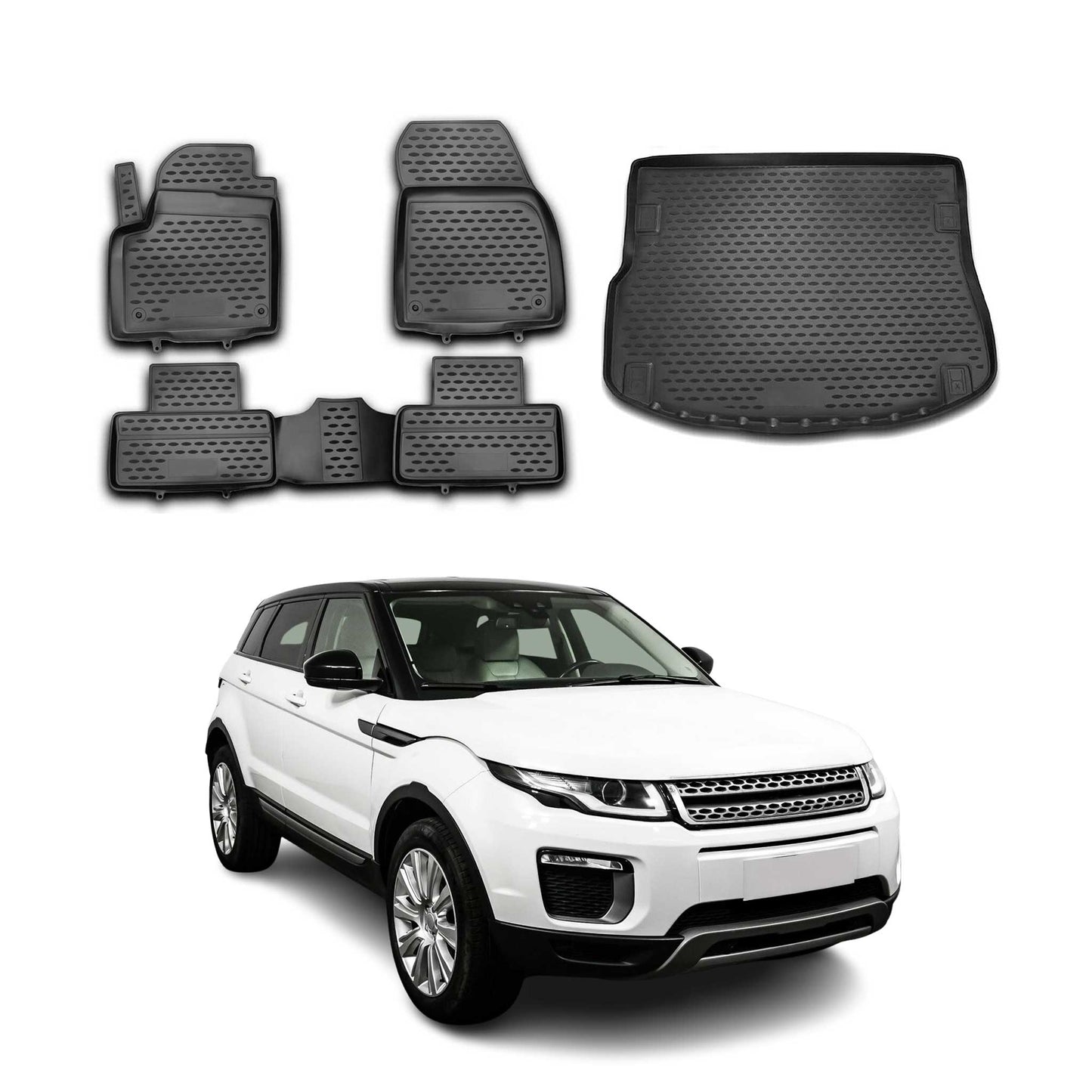 2012-2019 Land Rover Range Rover Evoque Floor Mats & Cargo Liner Full Set All Weather Black