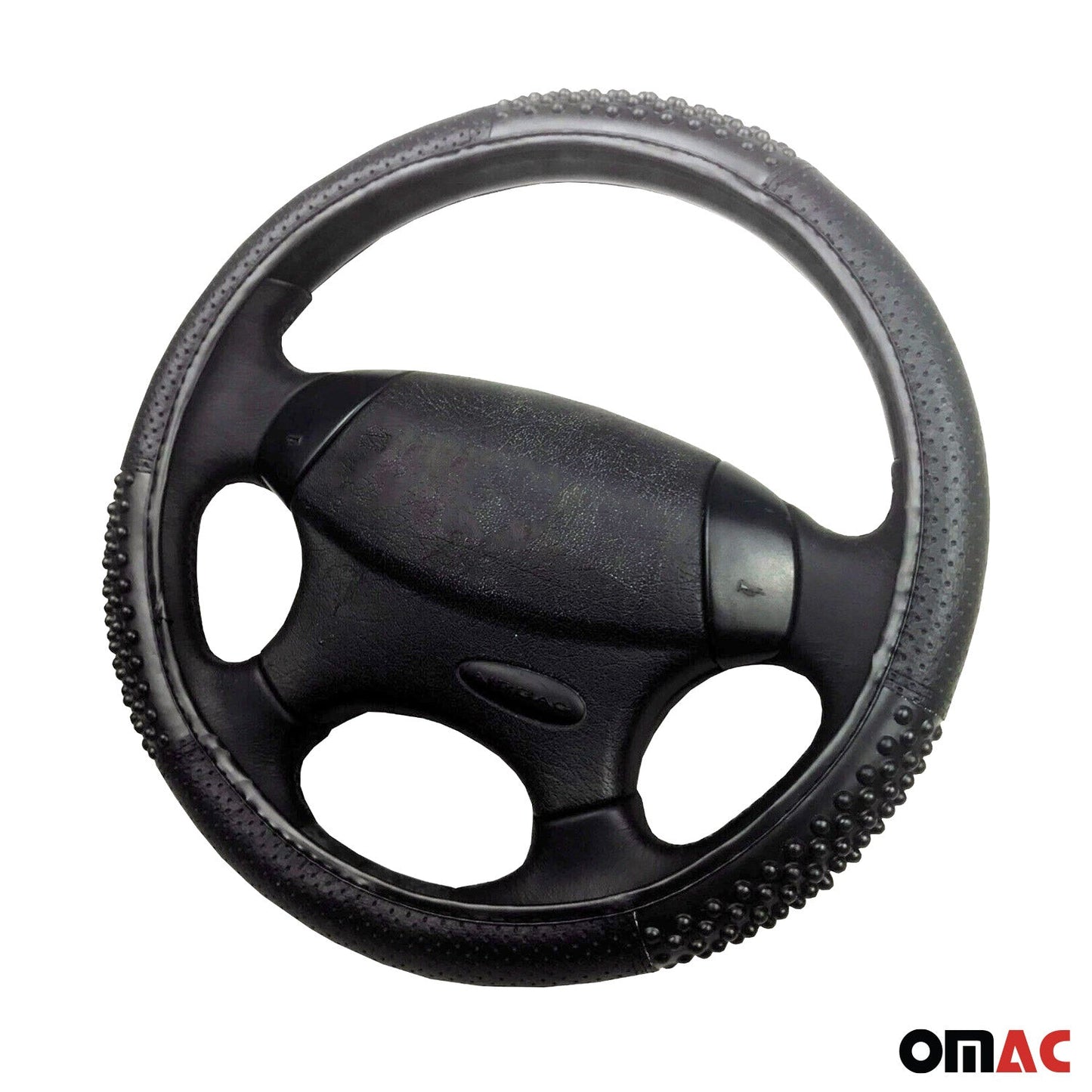 14.5-15.5’’ Steering Wheel Cover Black Leather Anti-slip Breathable