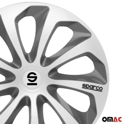 OMAC 14" Sparco Sicilia Wheel Covers Hubcaps Silver Gray 4 Pcs 96SPC1473SVGR