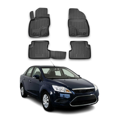 2004-2011 Ford Focus Floor Mats Liners Full Set All Weather Black